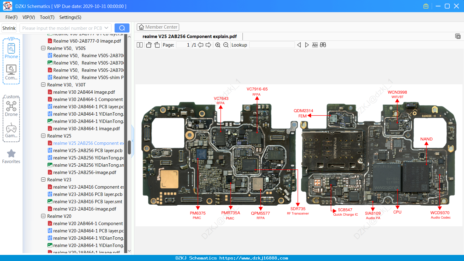 Realme V25 2AB256 Component Explain